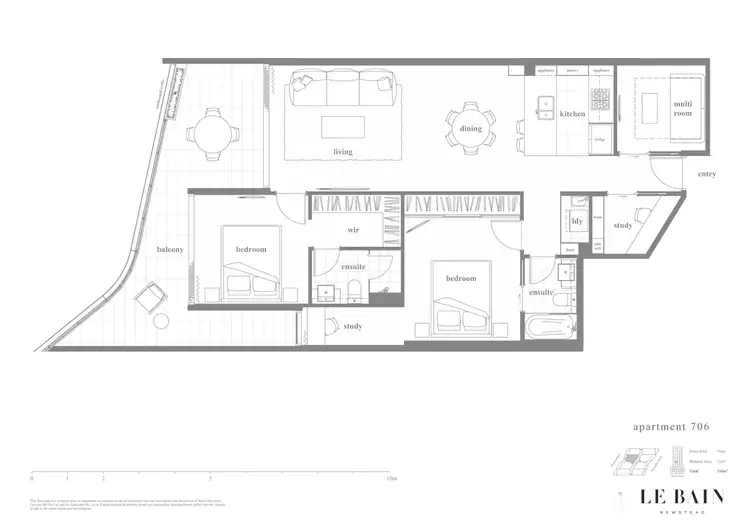 Floorplan of Homely apartment listing, 706/20 Wyandra Street, Newstead QLD 4006