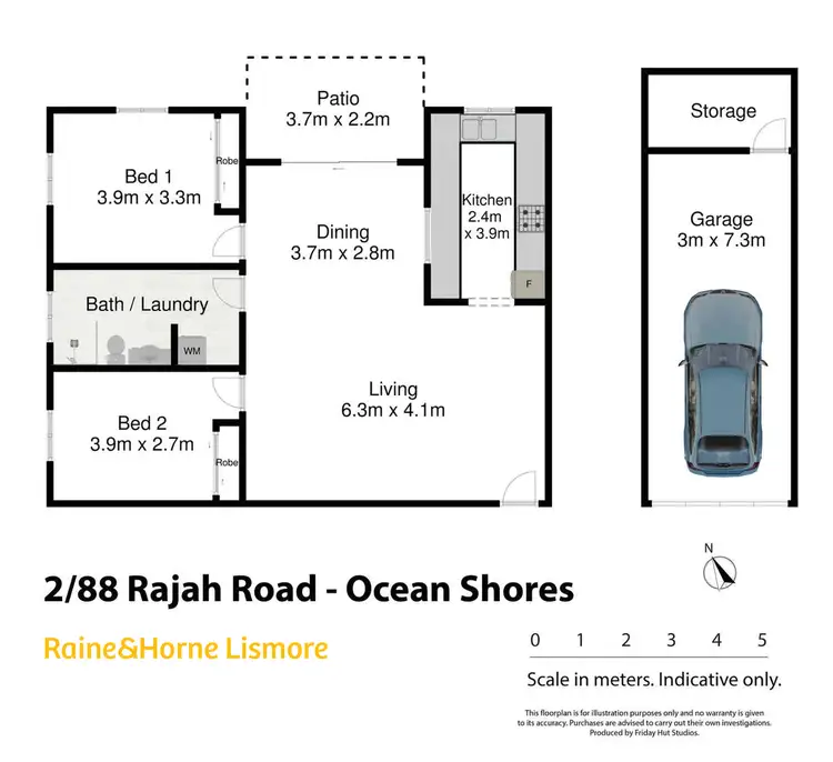 Floorplan of Homely unit listing, 2/88 Rajah Road, Ocean Shores NSW 2483