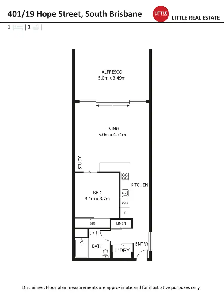 Floorplan of Homely unit listing, 401/19 Hope Street, South Brisbane QLD 4101