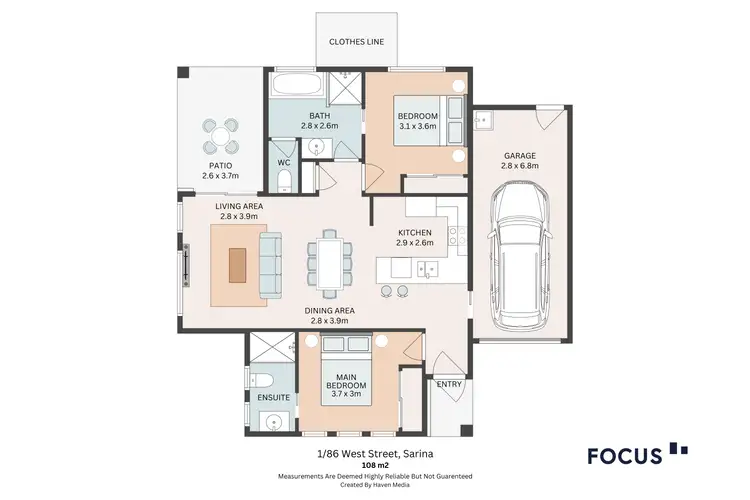 Floorplan of Homely unit listing, 1/86 West Street, Sarina QLD 4737