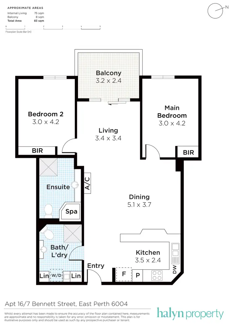 Floorplan of Homely apartment listing, 16/7-9 Bennett Street, East Perth WA 6004