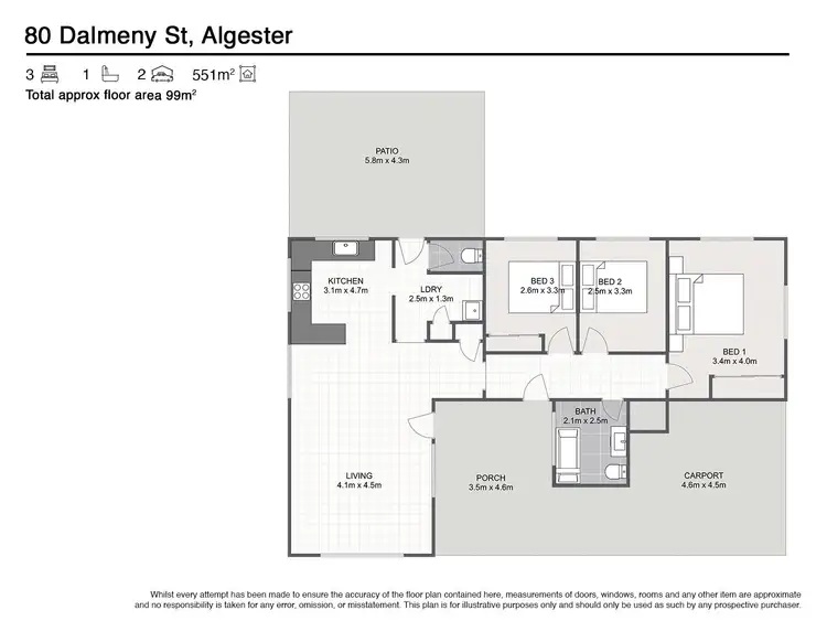 Floorplan of Homely house listing, 80 Dalmeny Street, Algester QLD 4115