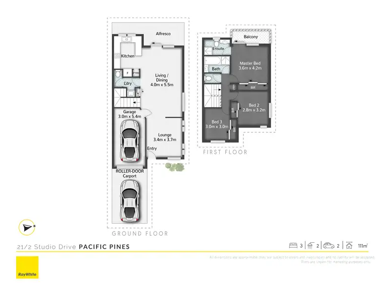 Floorplan of Homely townhouse listing, 21/2 Studio Drive, Pacific Pines QLD 4211