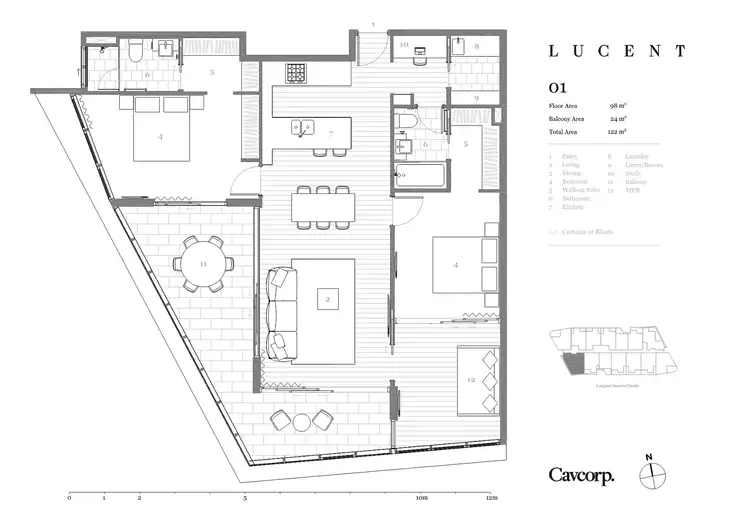 Floorplan of Homely apartment listing, 601/18 Longland Street, Newstead QLD 4006