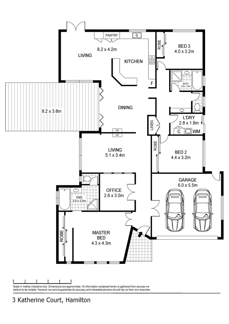 Floorplan of Homely house listing, 3 Katherine Court, Hamilton VIC 3300