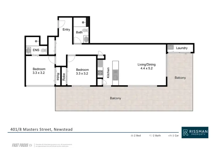 Floorplan of Homely apartment listing, 401/8 Masters Street, Newstead QLD 4006
