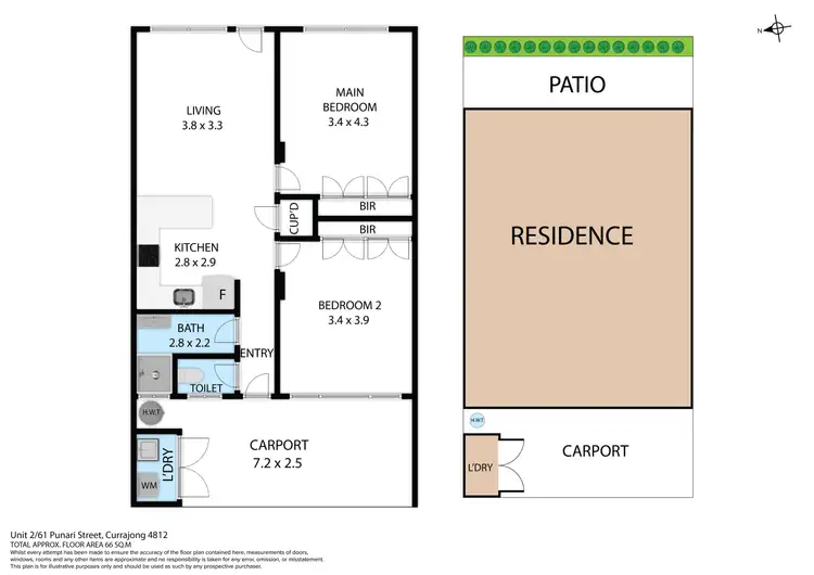 Floorplan of Homely unit listing, 2/61 Punari Street, Currajong QLD 4812