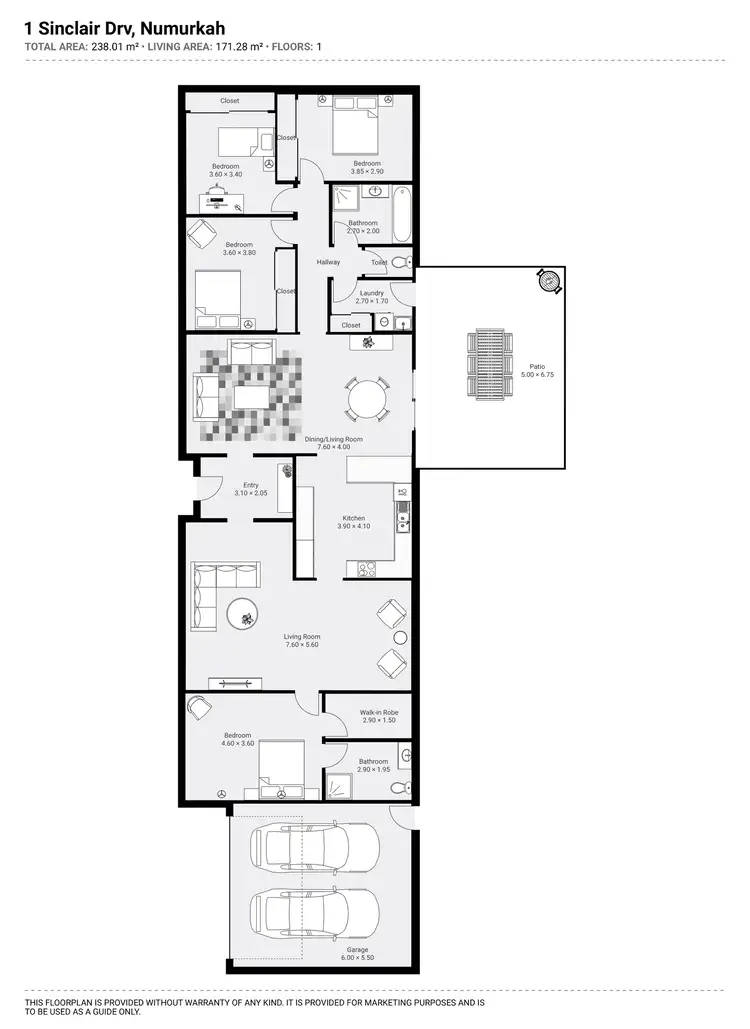 Floorplan of Homely house listing, 1 Sinclair Drive, Numurkah VIC 3636