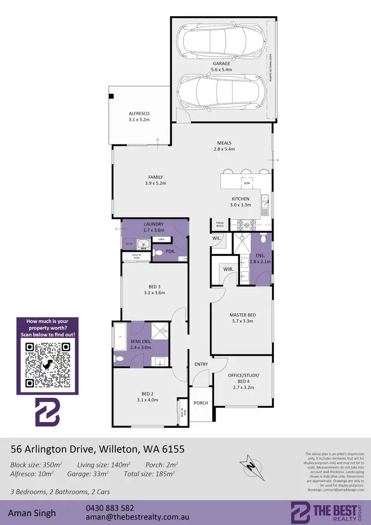 Floorplan of Homely house listing, 56 Arlington Drive, Willetton WA 6155