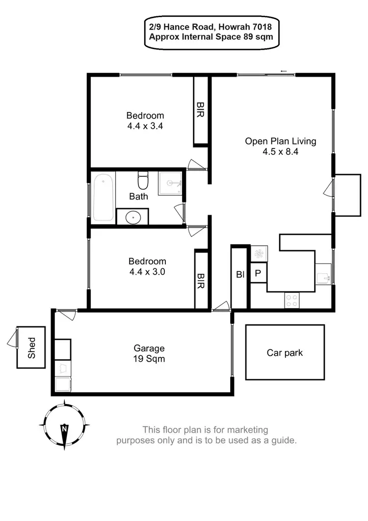 Floorplan of Homely unit listing, 2/9 Hance Road, Howrah TAS 7018