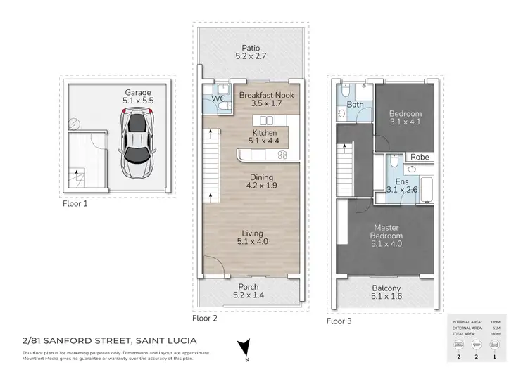 Floorplan of Homely townhouse listing, 2/81 Sandford Street, St Lucia QLD 4067