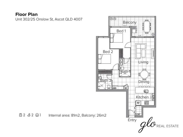 Floorplan of Homely apartment listing, 302/25 Onslow Street, Ascot QLD 4007