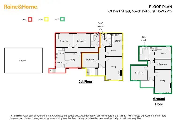 Floorplan of Homely block of units listing, 1,2,3/69 Bant Street, South Bathurst NSW 2795