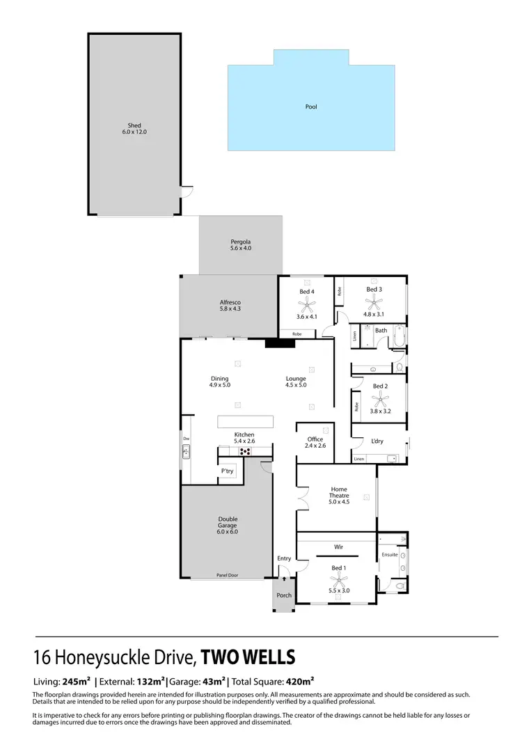 Floorplan of Homely house listing, 16 Honeysuckle Drive, Two Wells SA 5501