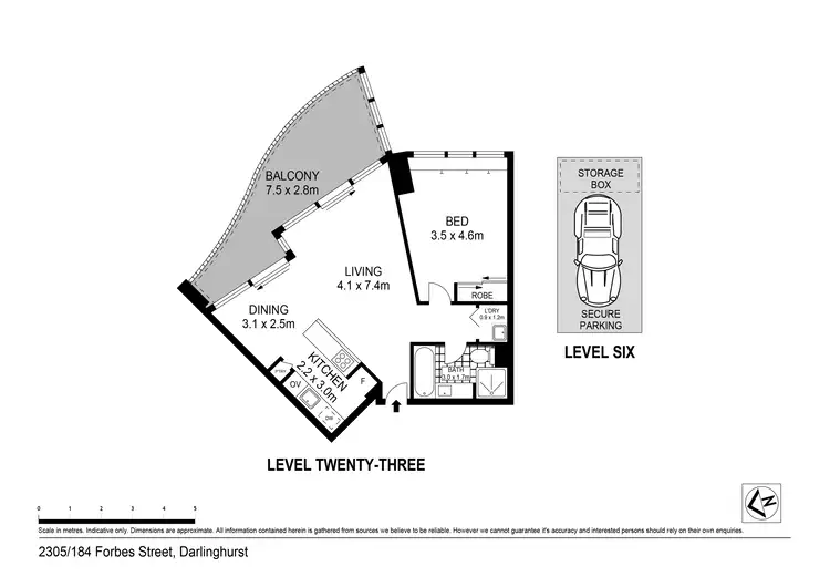 Floorplan of Homely apartment listing, 2305/184 Forbes Street, Darlinghurst NSW 2010