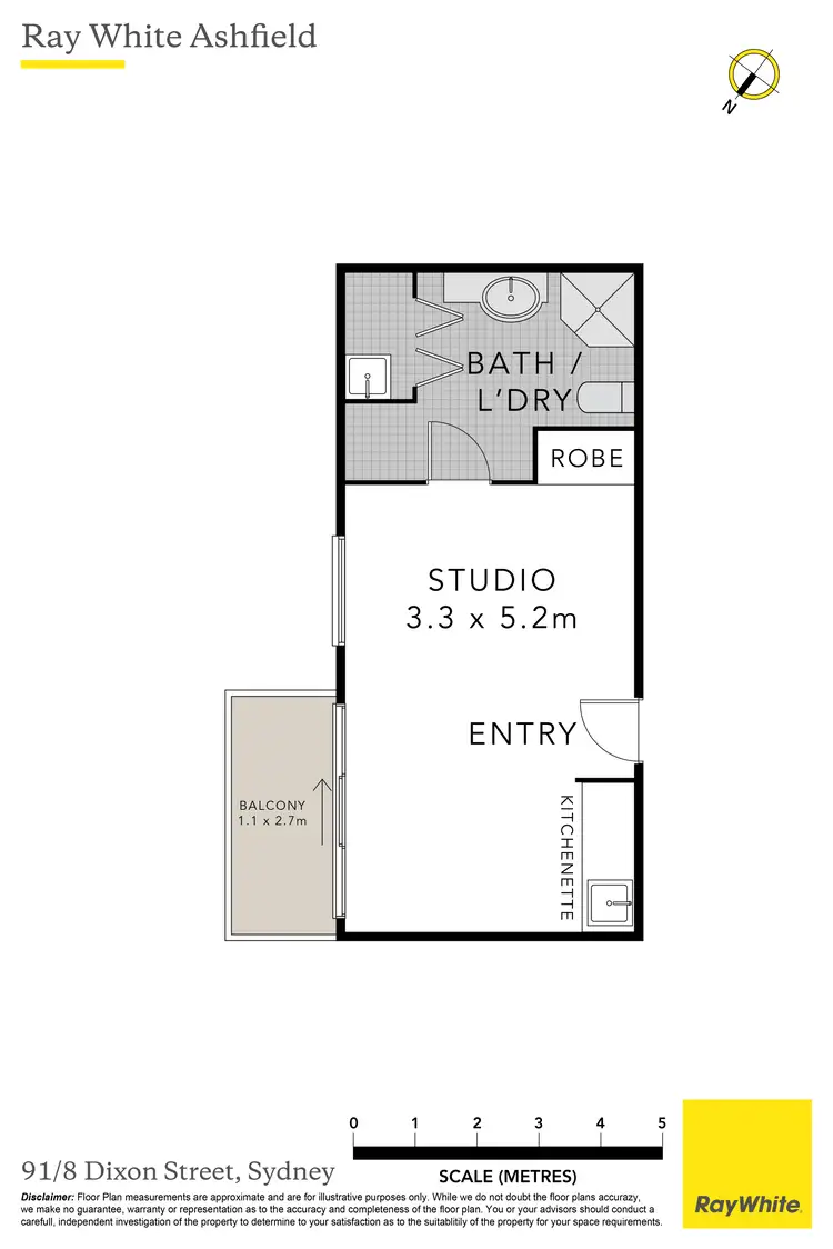 Floorplan of Homely studio listing, 91/2-8 Dixon Street, Sydney NSW 2000