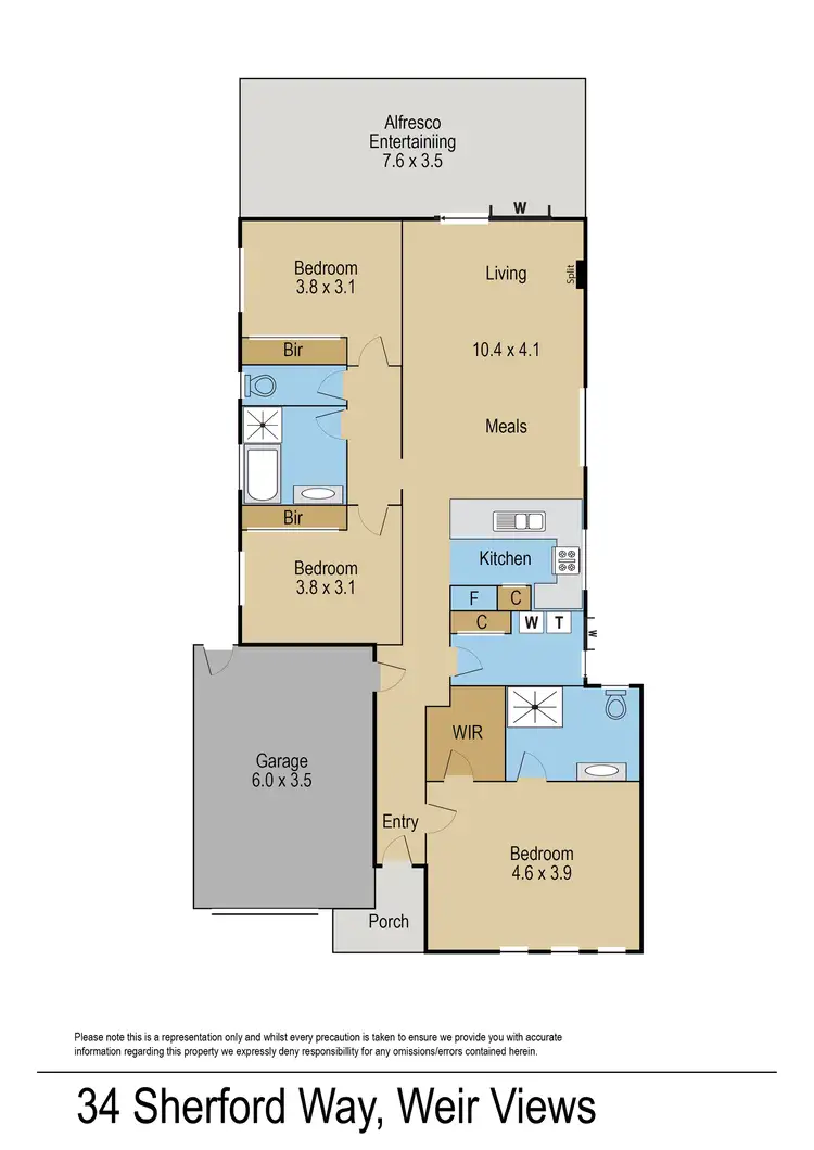 Floorplan of Homely house listing, 34 Sherford Way, Weir Views VIC 3338