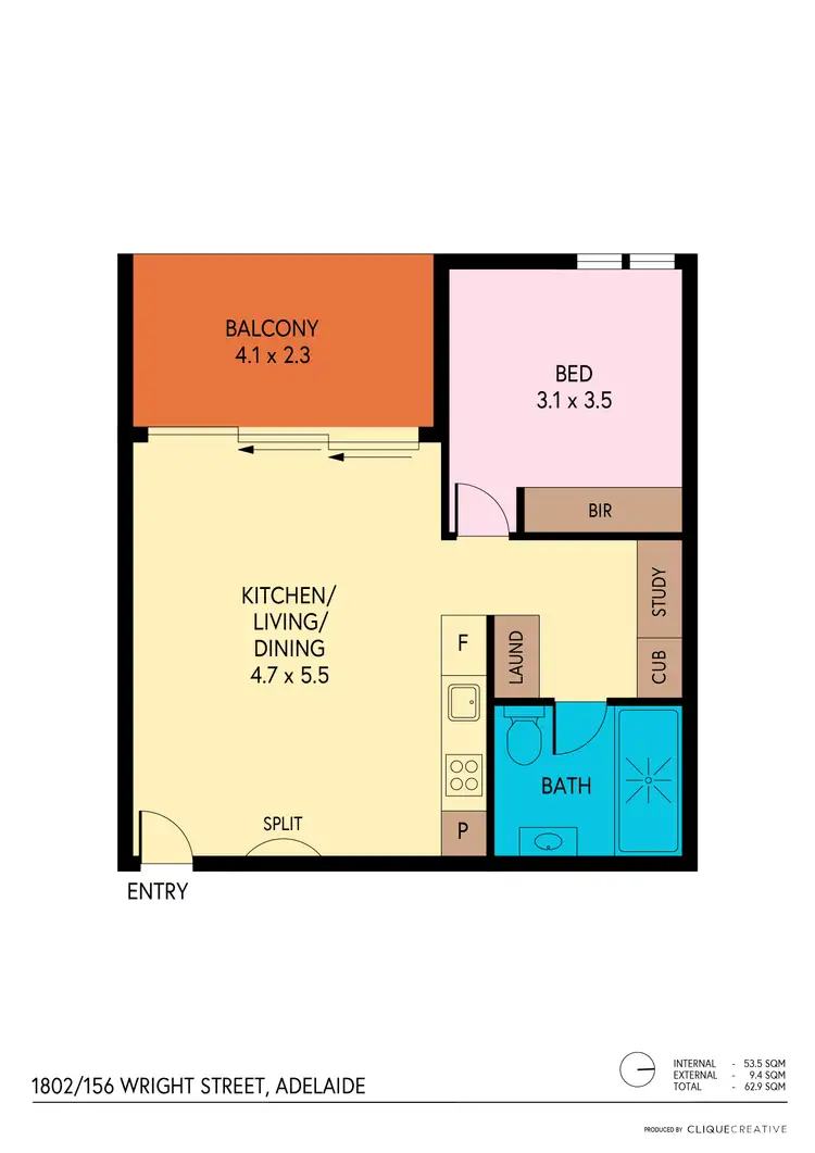 Floorplan of Homely apartment listing, 1802/156 Wright Street, Adelaide SA 5000