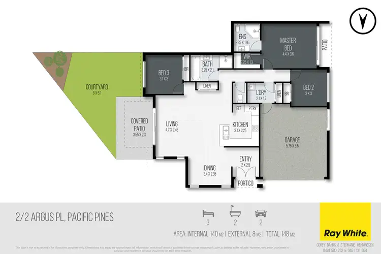 Floorplan of Homely semi-detached listing, 2/2 Argus Place, Pacific Pines QLD 4211