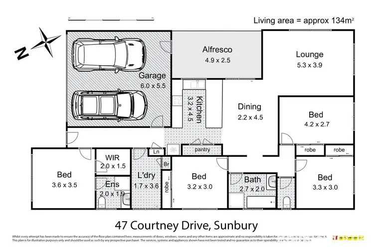 Floorplan of Homely house listing, 47 Courtney Drive, Sunbury VIC 3429