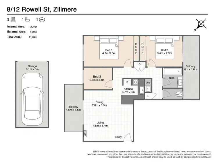 Floorplan of Homely unit listing, 8/12 Rowell Street, Zillmere QLD 4034