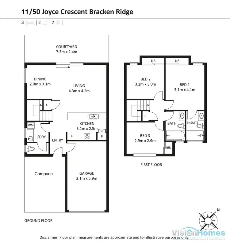 Floorplan of Homely townhouse listing, 11/50 Joyce Crescent, Bracken Ridge QLD 4017