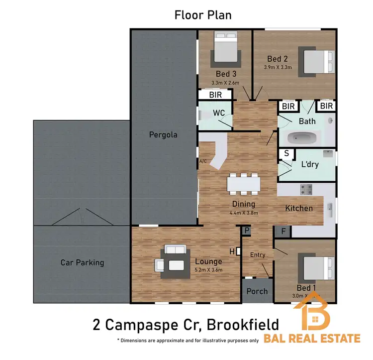 Floorplan of Homely house listing, 2 Campaspe Crescent, Brookfield VIC 3338