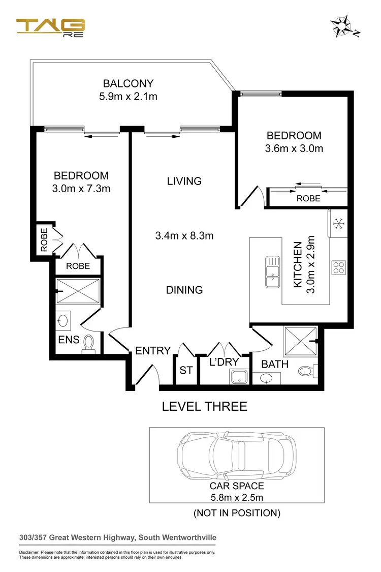 Floorplan of Homely apartment listing, 303/357-359 GREAT WESTERN HIGHWAY, South Wentworthville NSW 2145