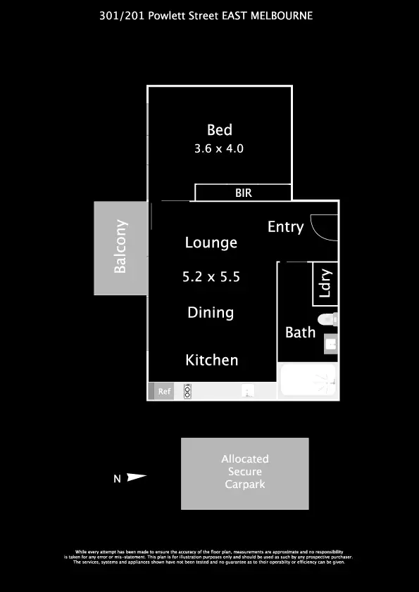 Floorplan of Homely apartment listing, 301/201 Powlett Street, East Melbourne VIC 3002