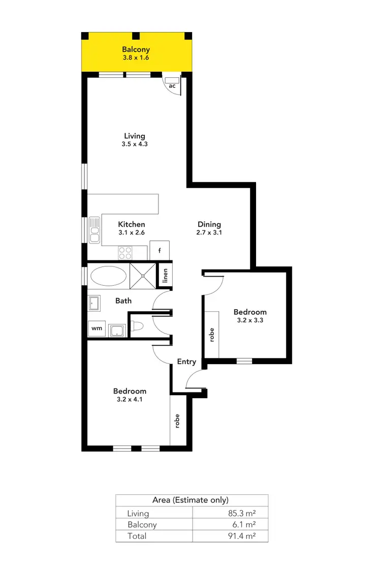 Floorplan of Homely unit listing, 15/142 Carrington Street, Adelaide SA 5000