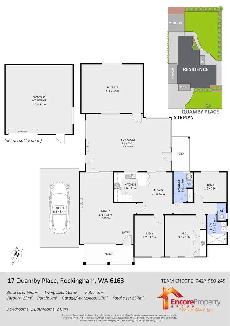 Floorplan of Homely house listing, 17 Quamby Place, Rockingham WA 6168