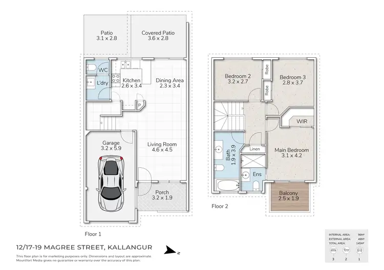 Floorplan of Homely townhouse listing, 12/17-19 Magree Street, Kallangur QLD 4503
