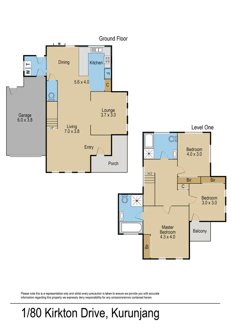Floorplan of Homely townhouse listing, 1/80 Kirkton Drive, Kurunjang VIC 3337