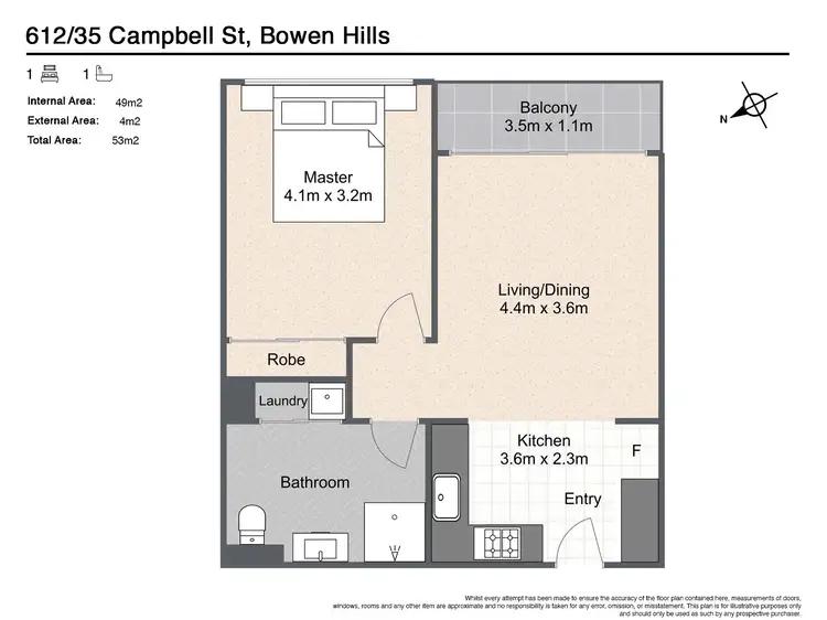 Floorplan of Homely unit listing, 612/35 Campbell Street, Bowen Hills QLD 4006