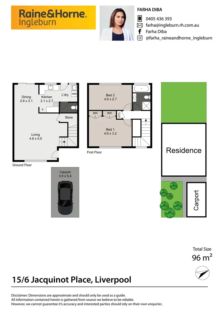Floorplan of Homely townhouse listing, 15/6 Jacquinot Place, Glenfield NSW 2167