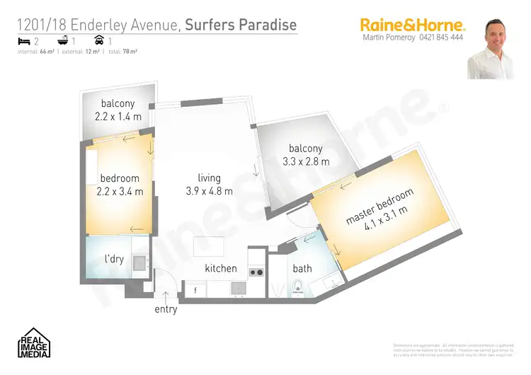 Floorplan of Homely apartment listing, 1201/18 Enderley Ave, Surfers Paradise QLD 4217