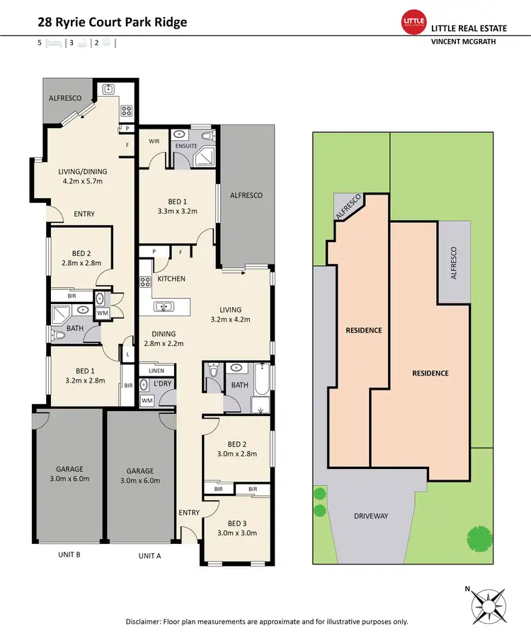 Floorplan of Homely semi-detached listing, 1&2/28 Ryrie Court, Park Ridge QLD 4125