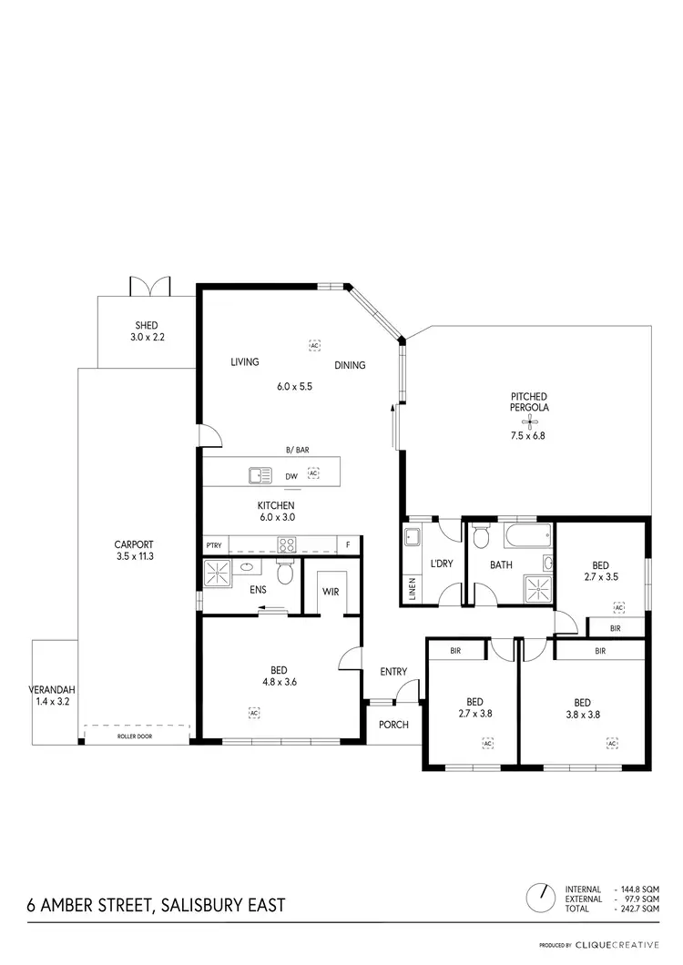 Floorplan of Homely house listing, 6 Amber Street, Salisbury East SA 5109