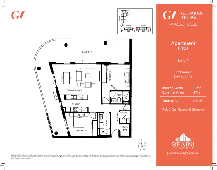 Floorplan of Homely apartment listing, C101/90-98 Glenmore Ridge Drive, Glenmore Park NSW 2745