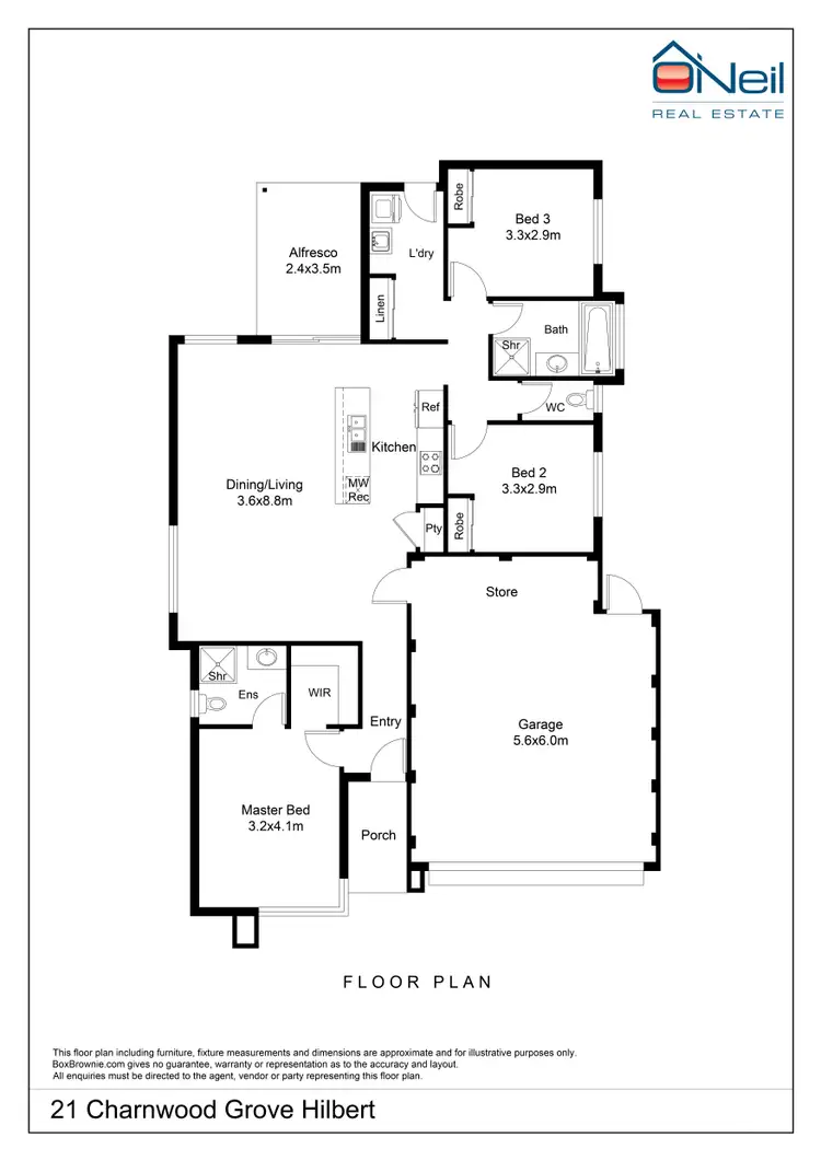 Floorplan of Homely house listing, 21 Charnwood Grove, Hilbert WA 6112