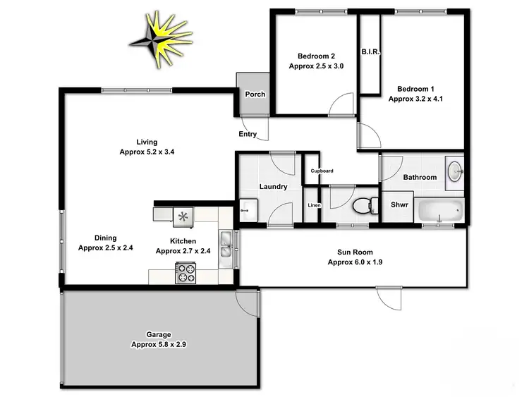 Floorplan of Homely villa listing, 1/65 Fuchsia Crescent, Macquarie Fields NSW 2564