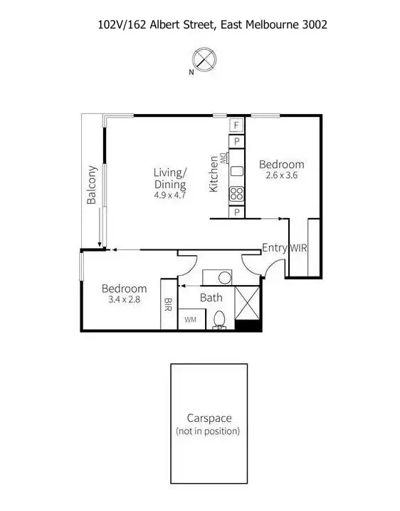 Floorplan of Homely apartment listing, 102V/162 Albert Street, East Melbourne VIC 3002