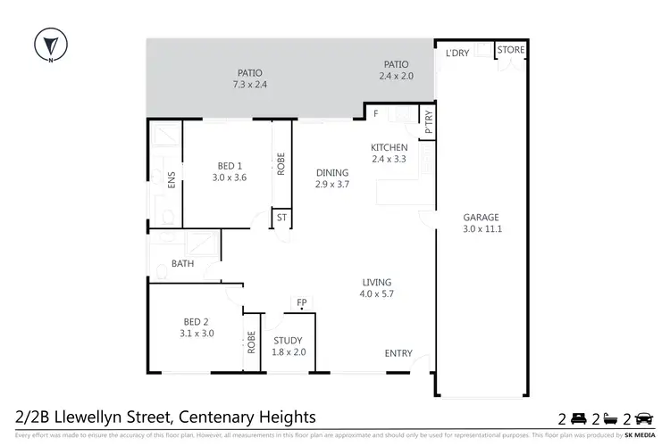 Floorplan of Homely unit listing, 2/2b Llewellyn Street, Centenary Heights QLD 4350