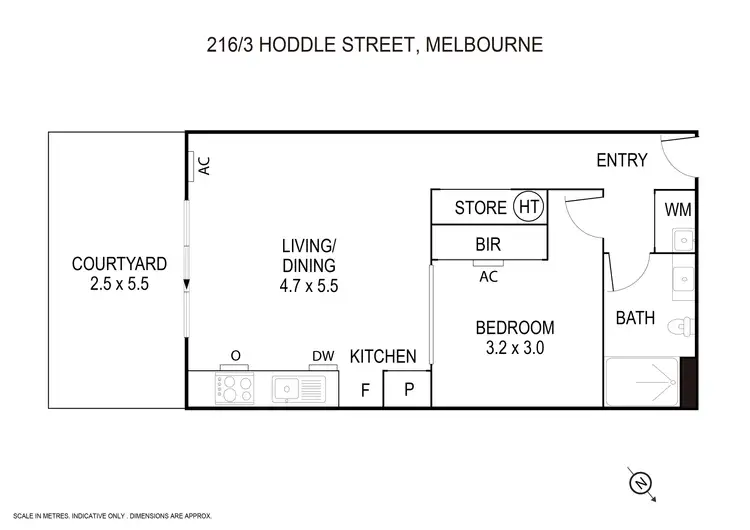 Floorplan of Homely apartment listing, 216/3 Hoddle Street, Collingwood VIC 3066