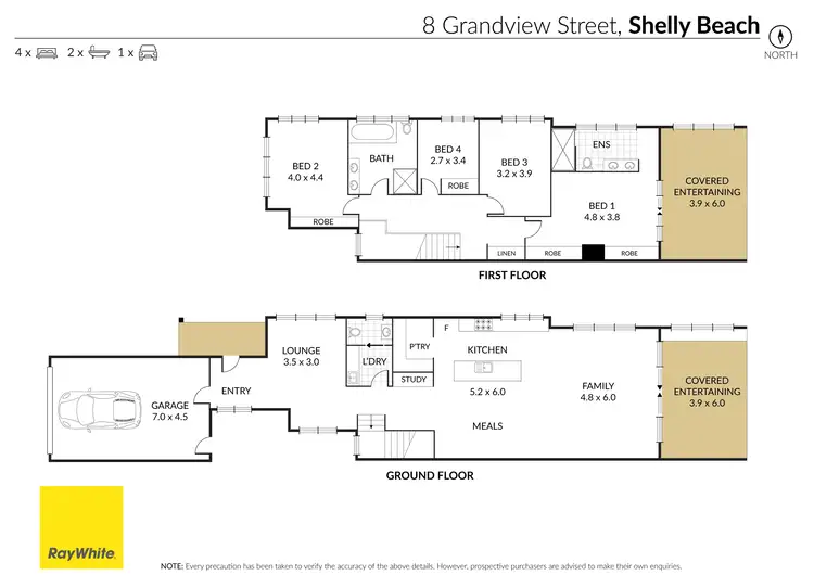 Floorplan of Homely semi-detached listing, 8 Grandview Street, Shelly Beach NSW 2261
