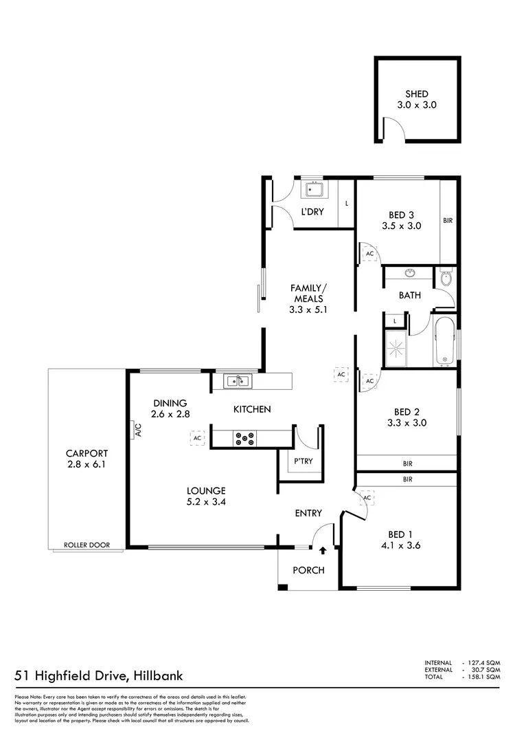 Floorplan of Homely house listing, 51 Highfield Drive, Hillbank SA 5112