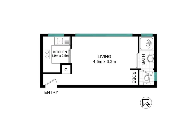 Floorplan of Homely studio listing, 21/14-18 Ross Street, Forest Lodge NSW 2037