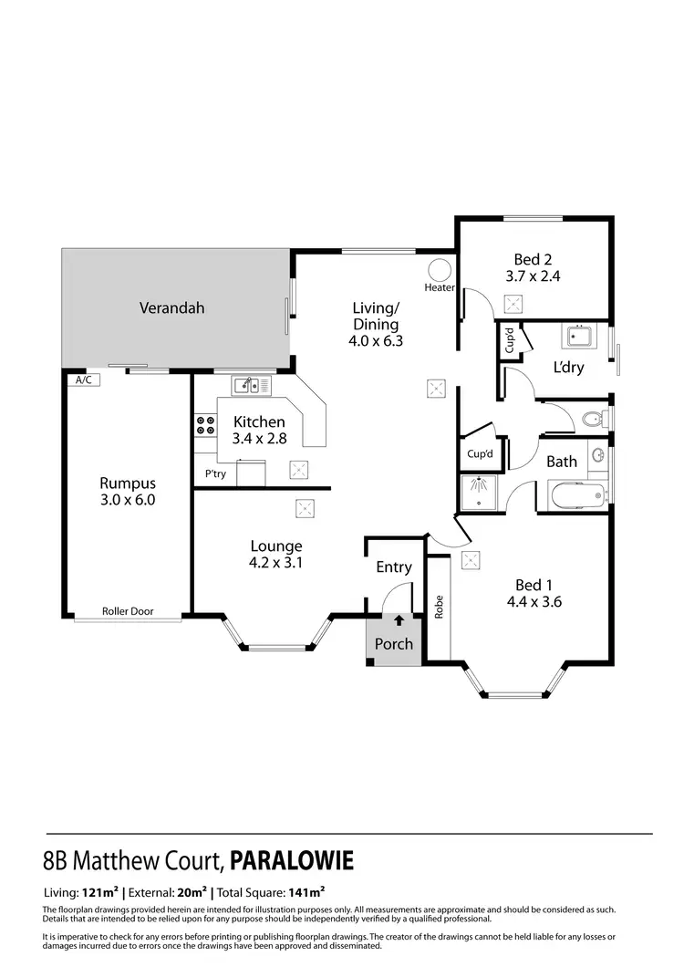 Floorplan of Homely unit listing, 8B Matthew Court, Paralowie SA 5108