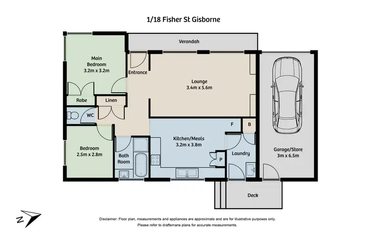 Floorplan of Homely unit listing, 1/18 Fisher Street, Gisborne VIC 3437