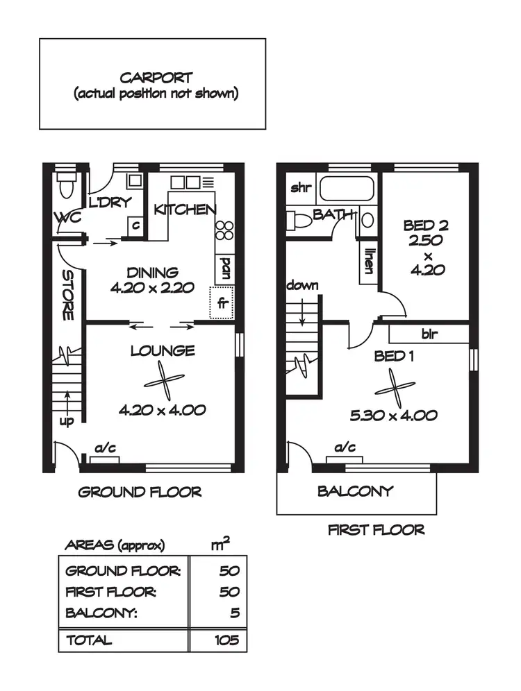 Floorplan of Homely townhouse listing, 1/575 Lower North East Road, Campbelltown SA 5074